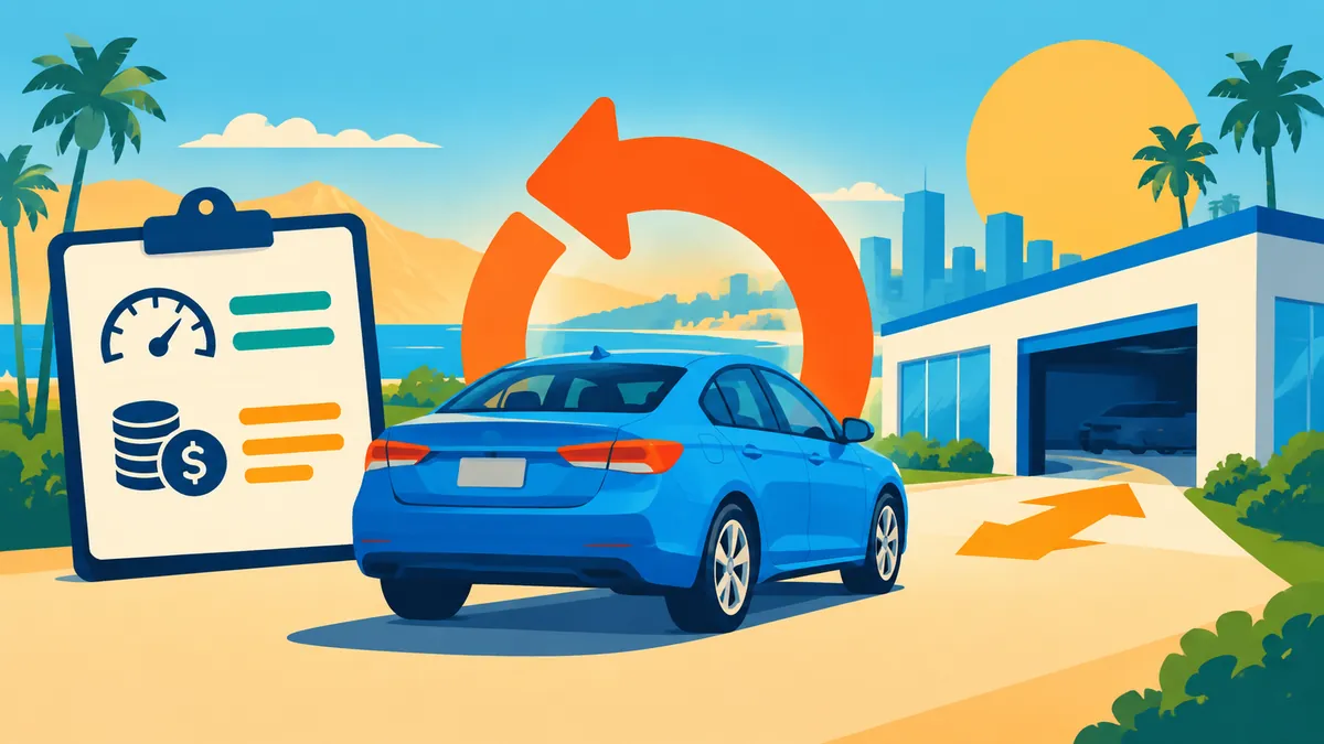 California's Used-Car Return Right Starts Today, With Mileage and Fee Limits - original conceptual illustration