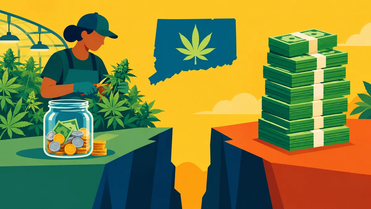 Tips Cannot Fill the Wage Gap for Connecticut Cannabis Workers - original conceptual illustration