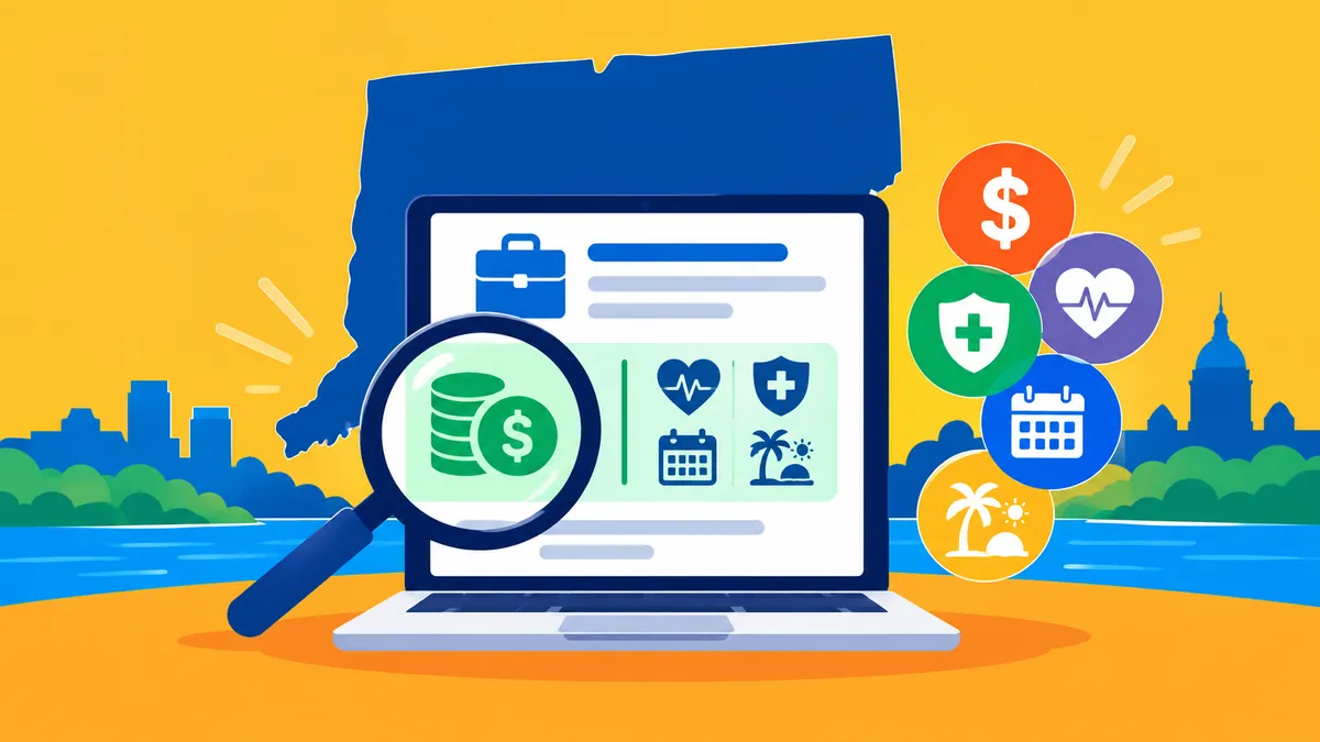 Connecticut Job Ads Must Show Pay and Benefits Under Newly Effective Law - original conceptual illustration