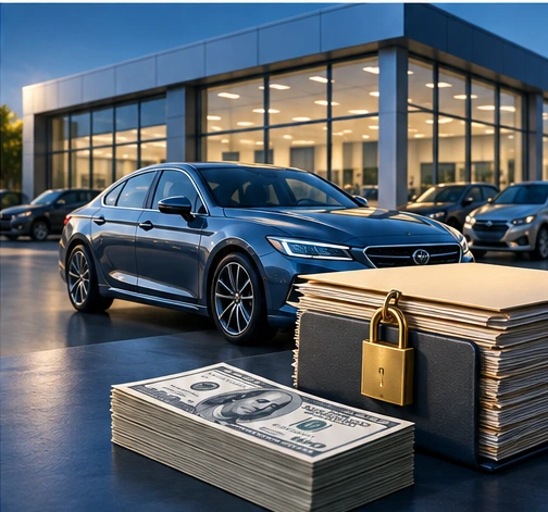 Mullinax Data Settlement Offers Loss-and-Time Cash or a $50 Alternative - conceptual editorial illustration
